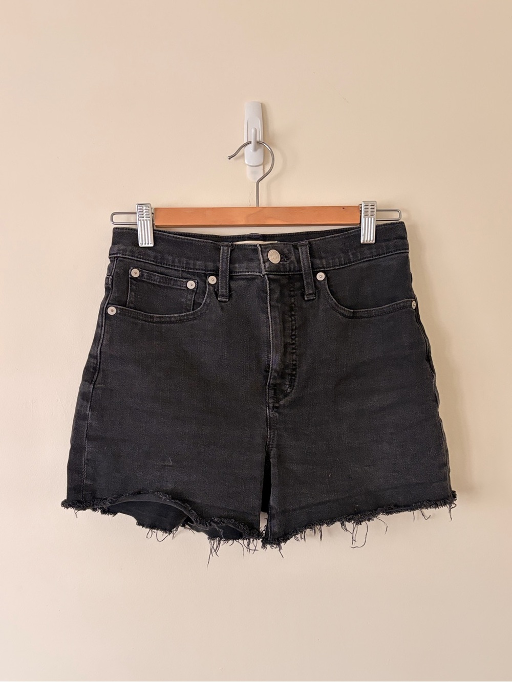Madewell Black High-Rise Cutoff Denim Shorts